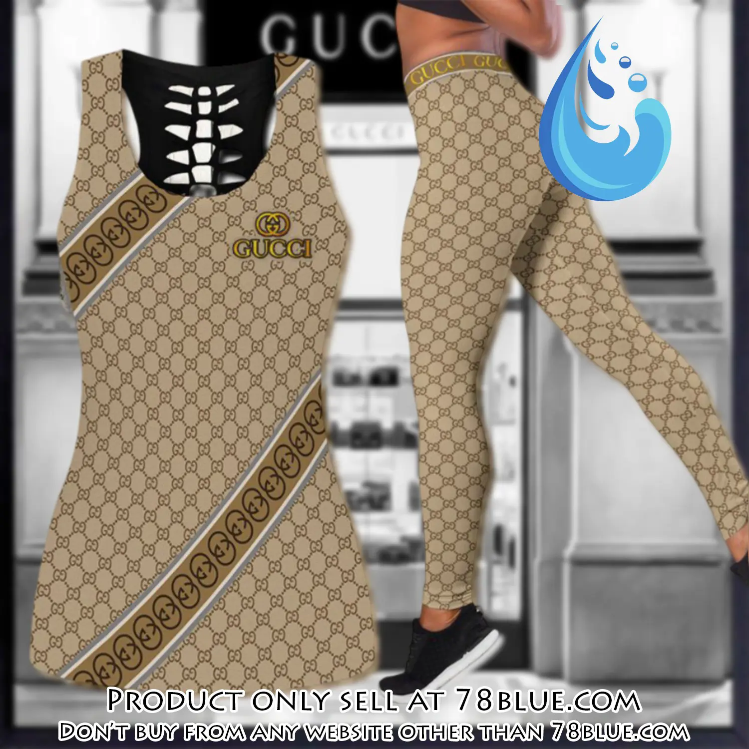 Gucci tank top leggings set luxury brand for women yoga gym 78b0946645